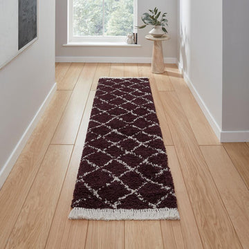 Boho 5413 Modern Moroccan Berber Soft Plush Shaggy Purple Runner-Think Rugs-Rug Love - The Most Loved Rug Store